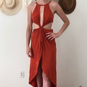 Bebe Burnt Orange Cut Out Dress